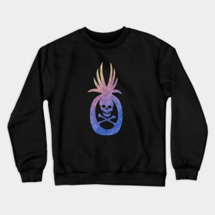 Tropical Pirate Pineapple Halloween Skull and Crossbones Yellow Pink Blue Crewneck Sweatshirt